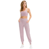 Calças Jogger Femininas Soltas de Secagem Rápida para Yoga com Bolso, Calças Casuais para Corrida e Treino Fitness