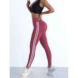 Leggings de yoga mulheres listrado magro calças esportivas cintura alta hip levantamento casul collants treino correndo elástico ginásio leggings