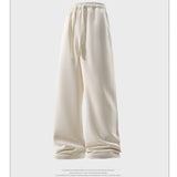 Calça de perna larga moda causal respirável moletom masculino outono versátil elástico cintura alta cordão solto calças retas