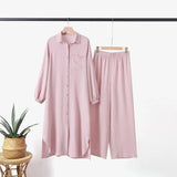 Vestido muçulmano casual para mulheres, camisa de manga comprida e roupas de bebê, vestidos abotoados, árabe saudita, Dubai, outono, conjunto de 2 peças, 2023