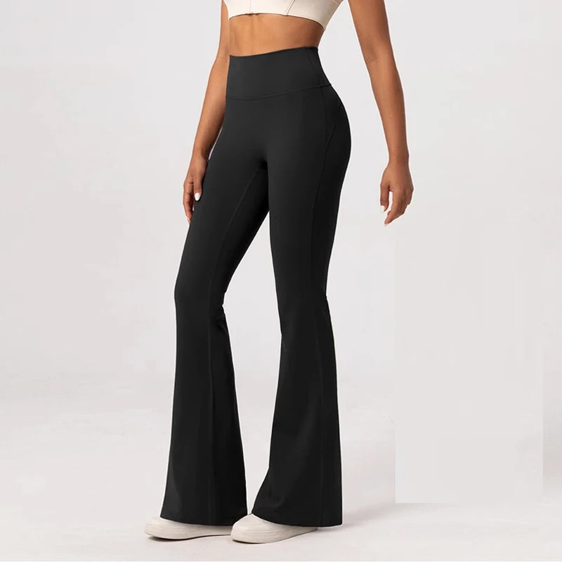 Leggings de yoga de alta qualidade calças de yoga finas cintura alta calças de perna larga bottoms respirável ginásio casual esportes sino leggings feminino