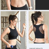 Rápida secagem malha Racerback Sports Bra para mulheres, sem costura, acolchoado, ioga, treino, Activewear