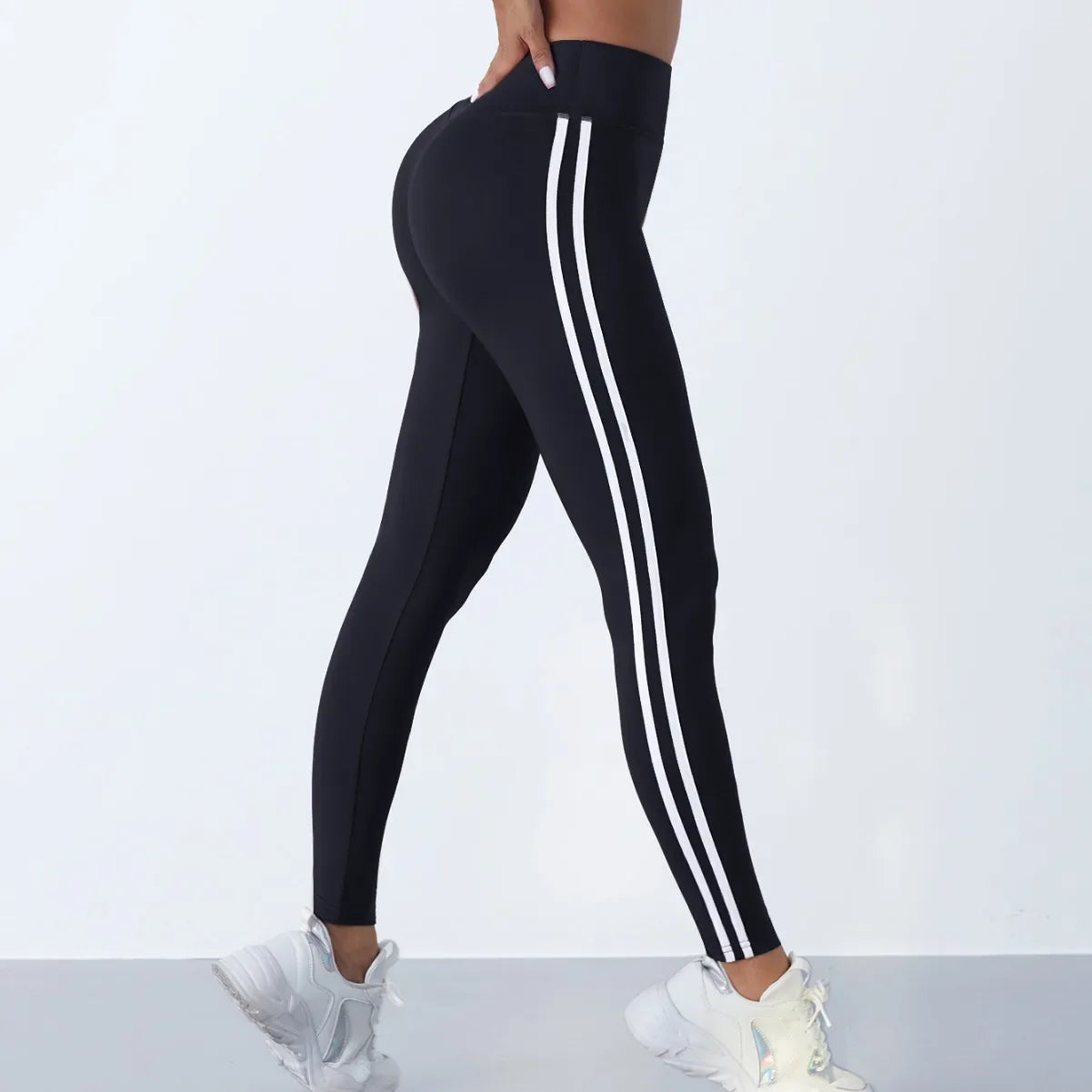 Leggings de yoga mulheres listrado magro calças esportivas cintura alta hip levantamento casul collants treino correndo elástico ginásio leggings