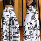 Calças femininas de cintura alta perna larga moda sólida escritório feminino casual queimado calças para mulheres verão novo elegante calças pretas