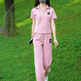 Conjunto de roupas esportivas casuais para verão feminino, calças largas, celebridade da moda na internet, moda nova, 2 peças