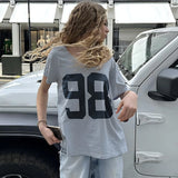 Camisetas de grandes dimensões para mulheres streetwear manga curta y2k topo tshirt personagem impressão grunge roupas ropa de mujer