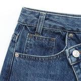 Hh feminino elegante moda reta jeans vintage casual cintura alta perna larga calças jeans y2k high street senhora calças jeans azuis