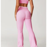 Conjunto de yoga 2 peças roupas de treino feminino agasalho roupas de ginástica cintura alta bell-bottoms sexy fitness bta terno esportivo