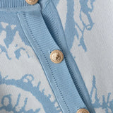 Design coreano de malha 2 peças conjuntos feminino o pescoço único breasted camisola cardigan topos conjuntos cintura alta calças retas outfit